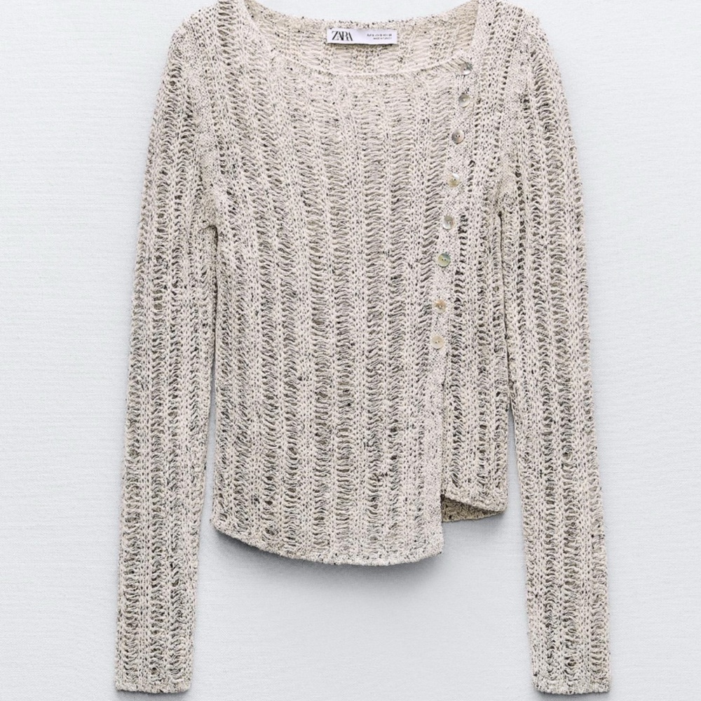 ZARA - S - NWOT - Asymmetric Open Knit Sweater